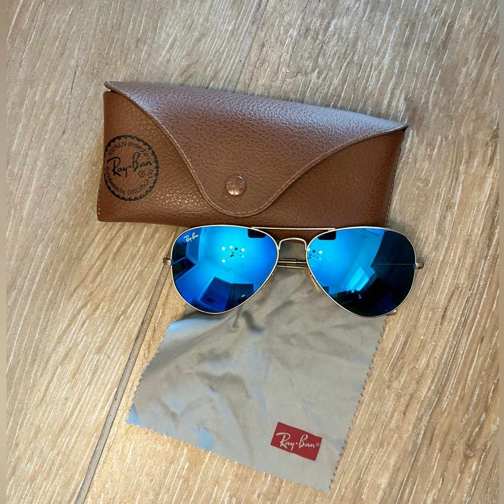Blue and Gold Ray-Ban Aviators